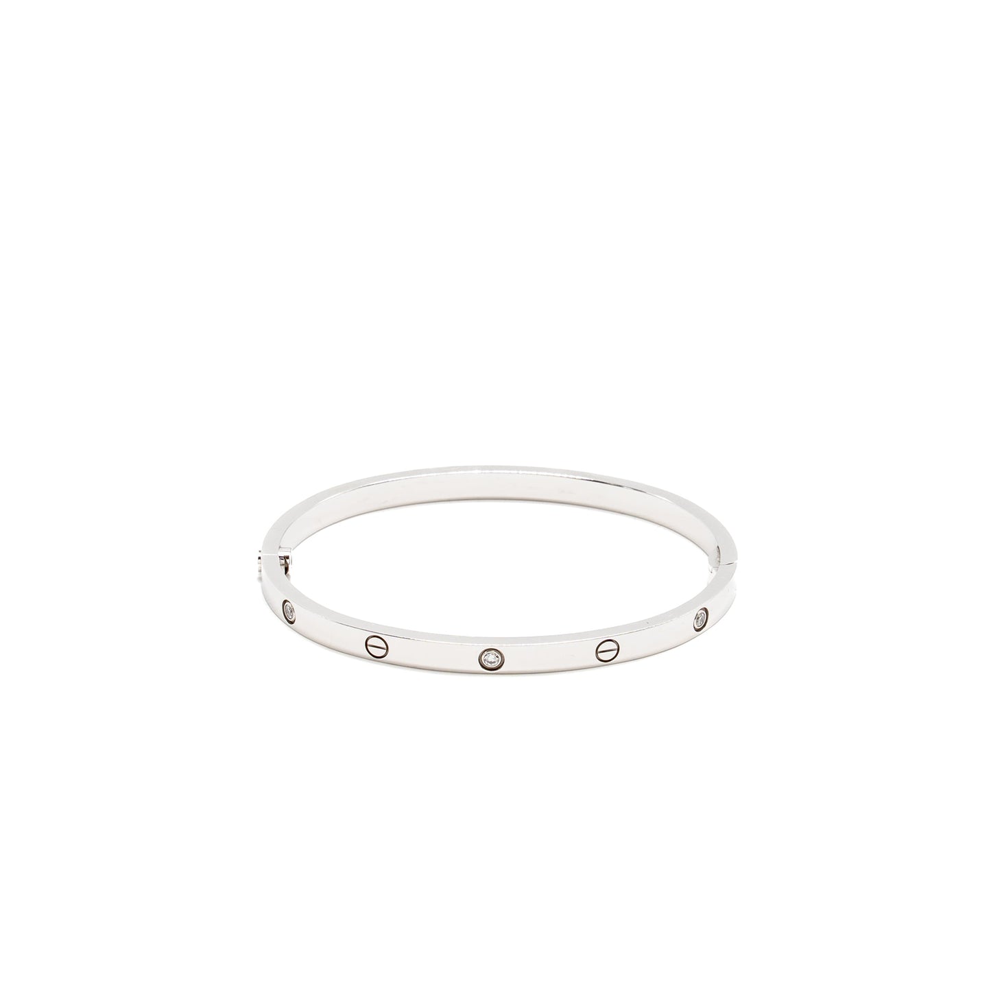 Cartier Size 15 Love Bracelet Small Model, White Gold 6 Diamonds