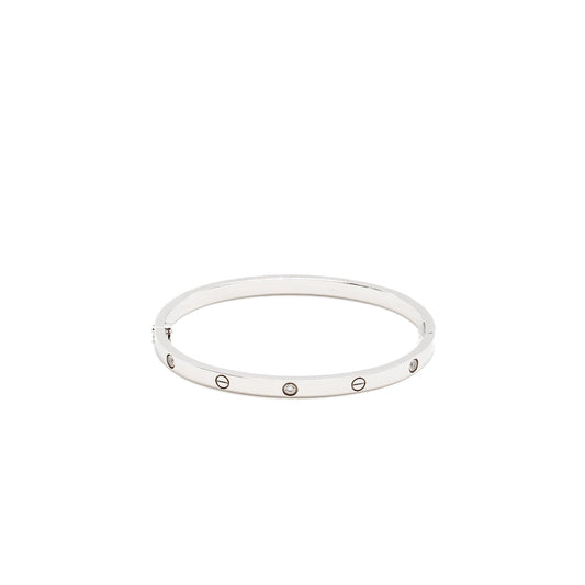 Cartier Size 15 Love Bracelet Small Model, White Gold 6 Diamonds