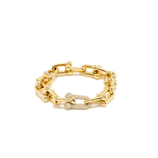 Tiffany Size Small Tiffany Hardware Large Link Bracelet Yellow Gold/Diamonds