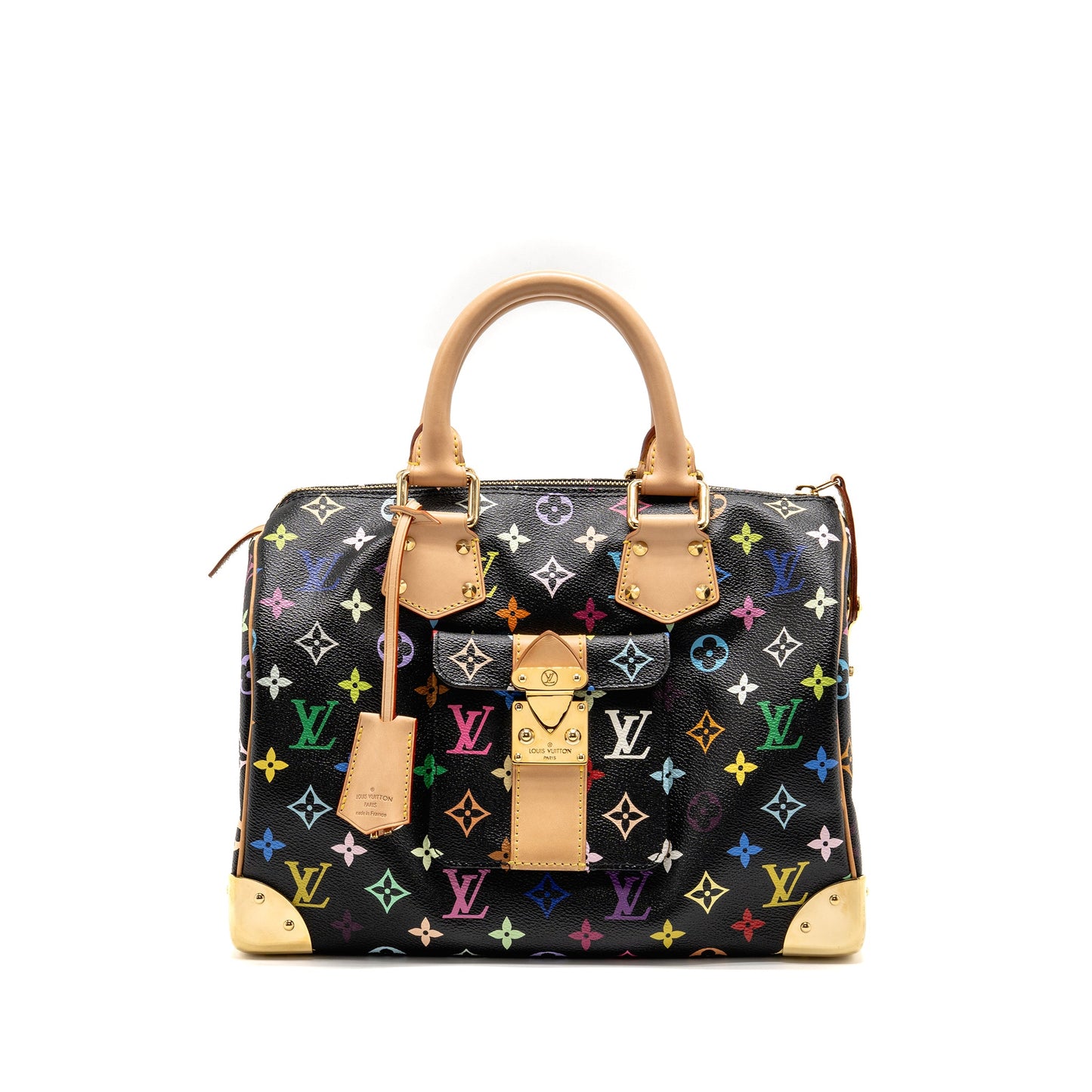 Louis Vuitton x Takashi Murakami Speedy 30 Limited Edition Multicoloured Monogram Canvas Black GHW
