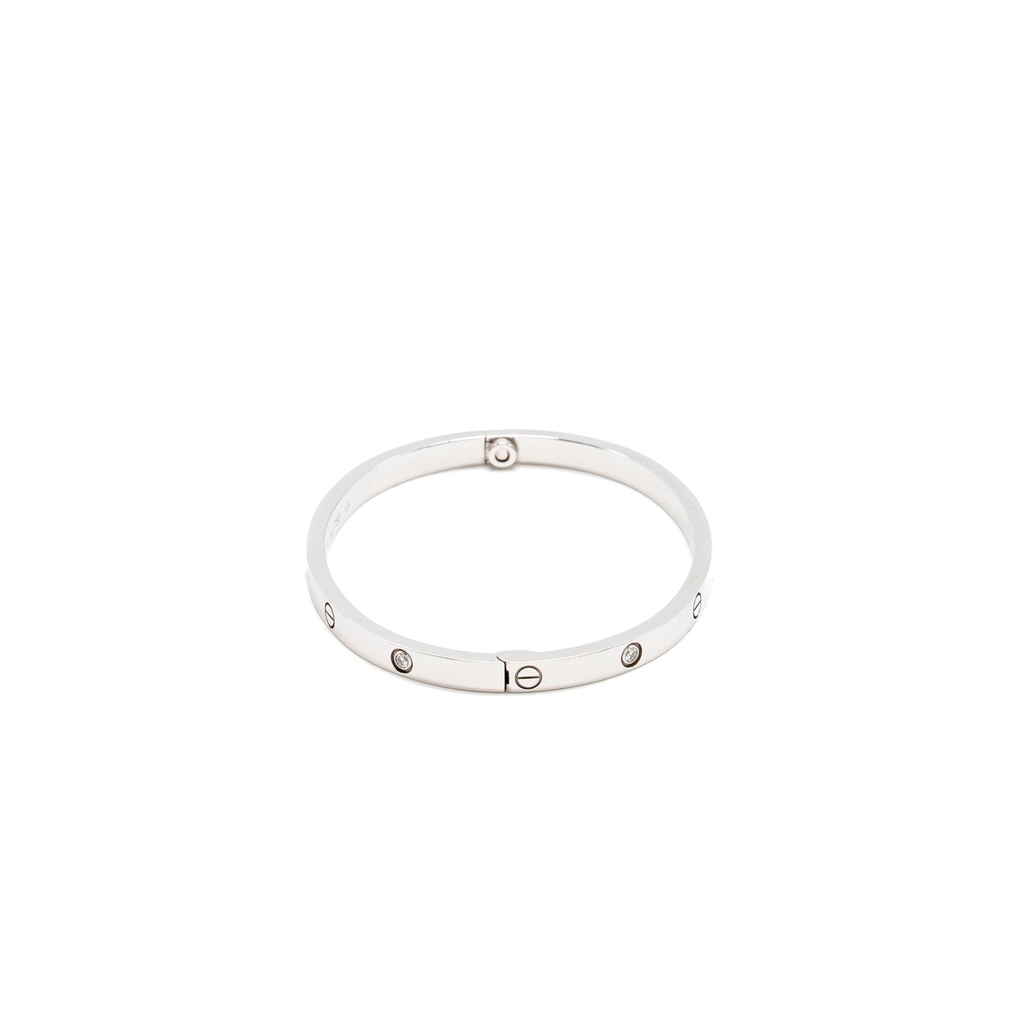 Cartier Size 15 Love Bracelet Small Model, White Gold 6 Diamonds