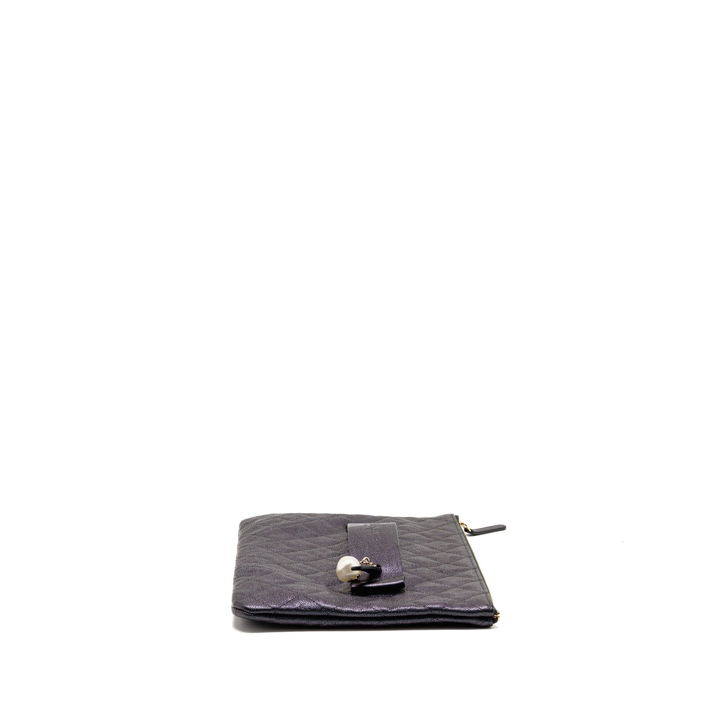 Chanel Night By The C Pouch Clutch Caviar Iridescent Black LGHW