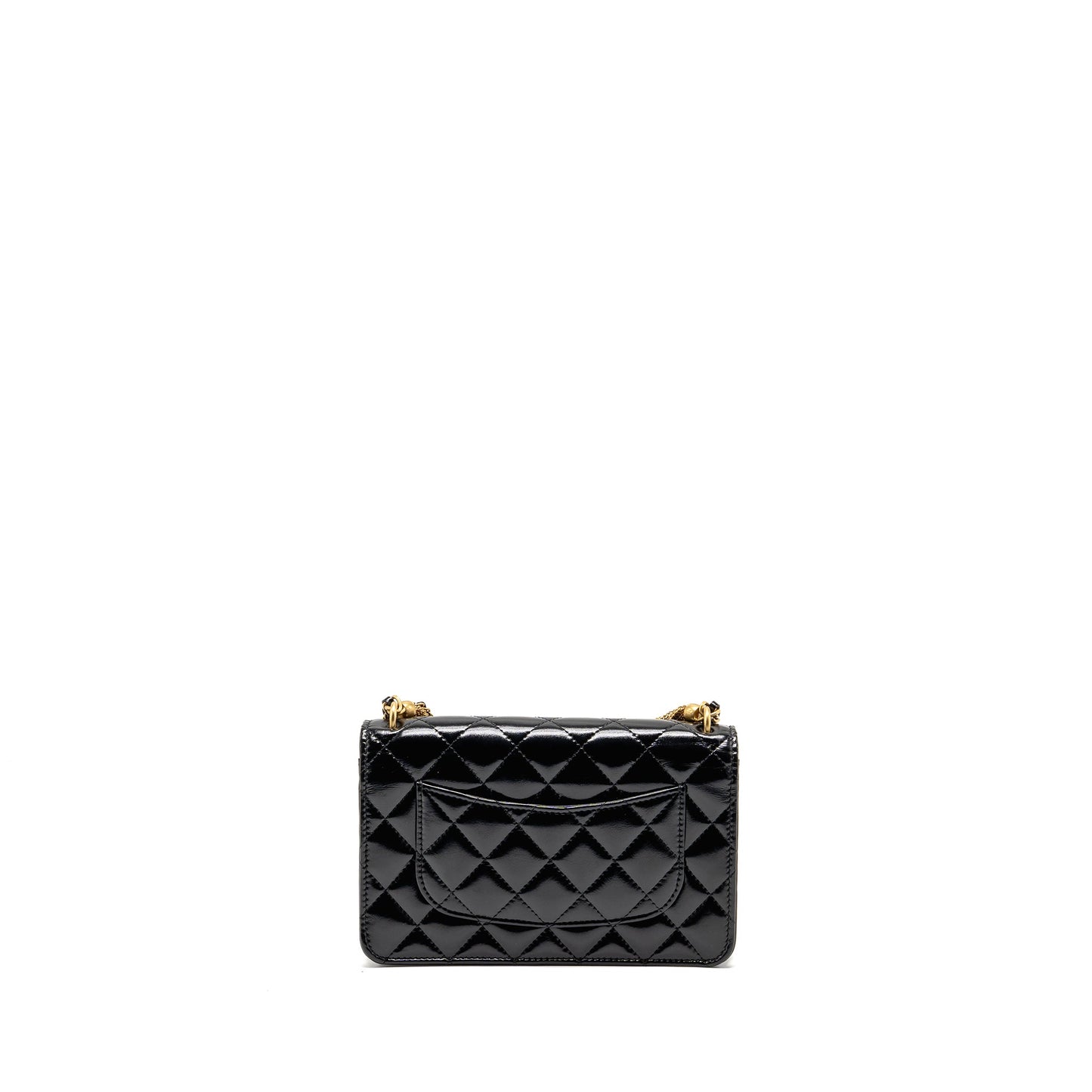 Chanel 24A Detailed Chain Wallet on Chain Shiny Calfskin Black GHW (Microchip）