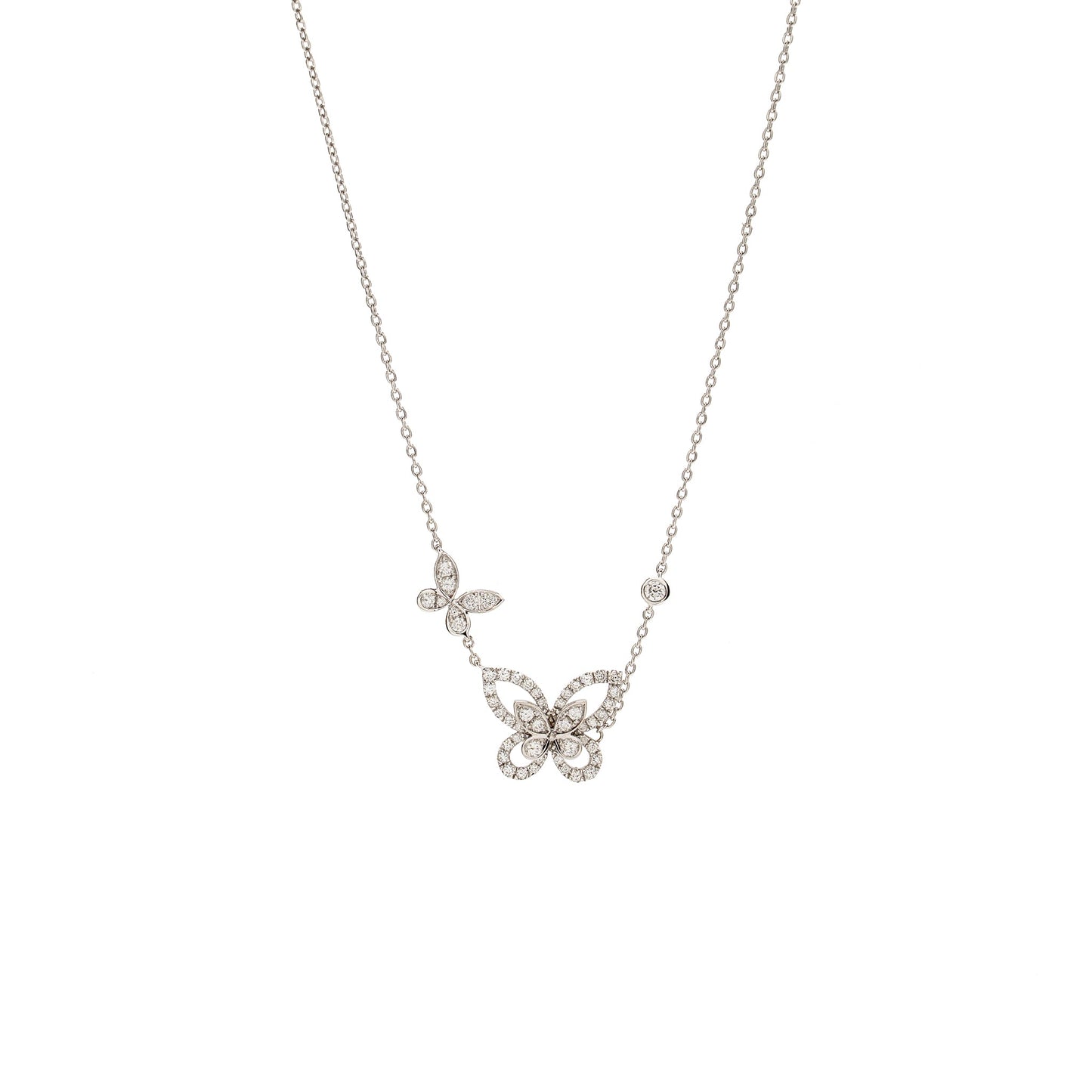 Graff Double Butterfly Silhouette Pendant White Gold Diamonds