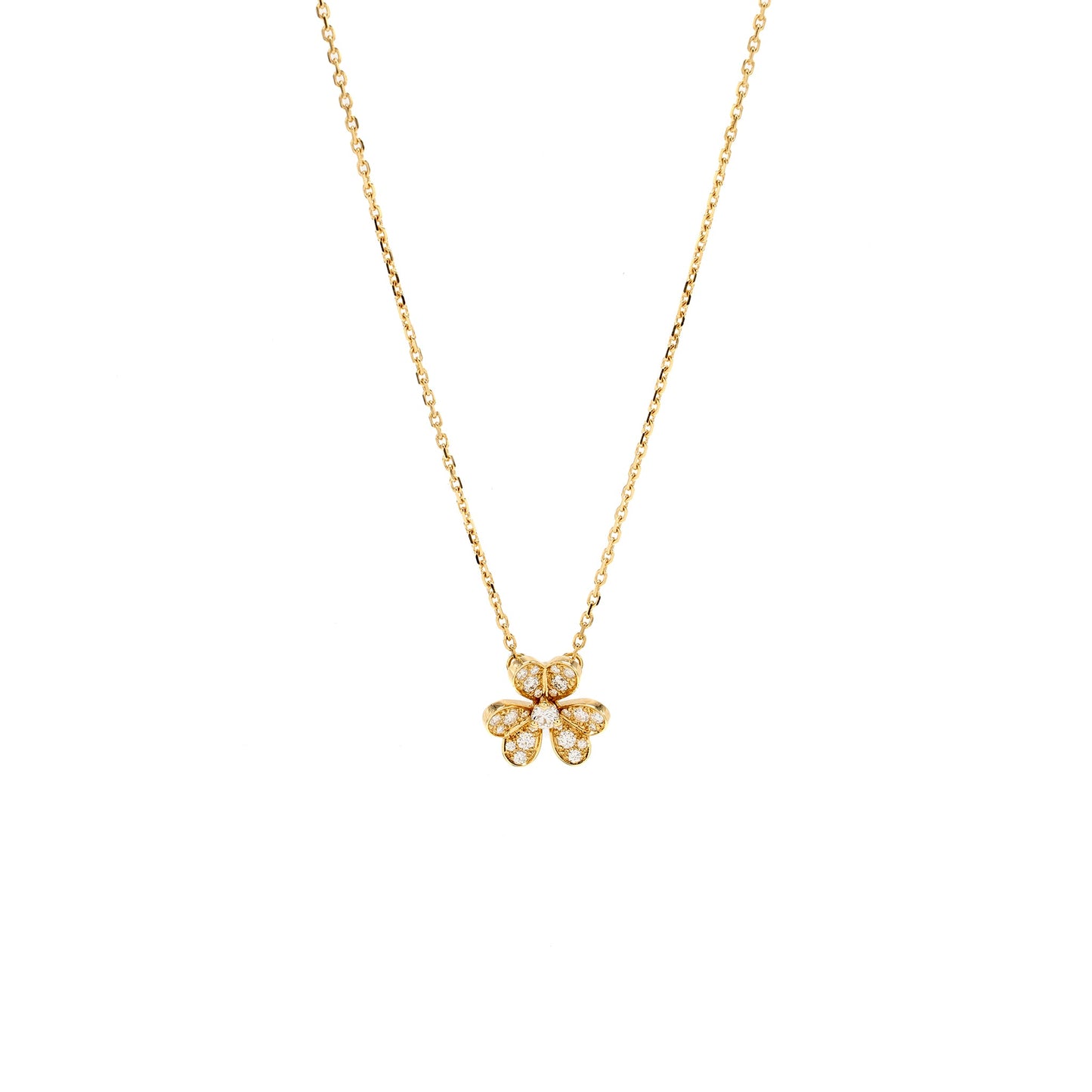 Van Cleef & arpels frivole pendant, mini model yellow gold diamonds