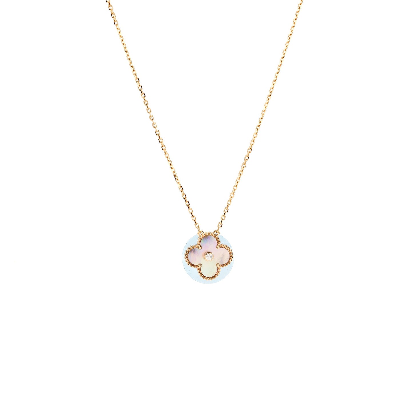 Van Cleef & Arpels 2025 Holiday  Pendant Pink Mother of Pearl Rose Gold with Diamond