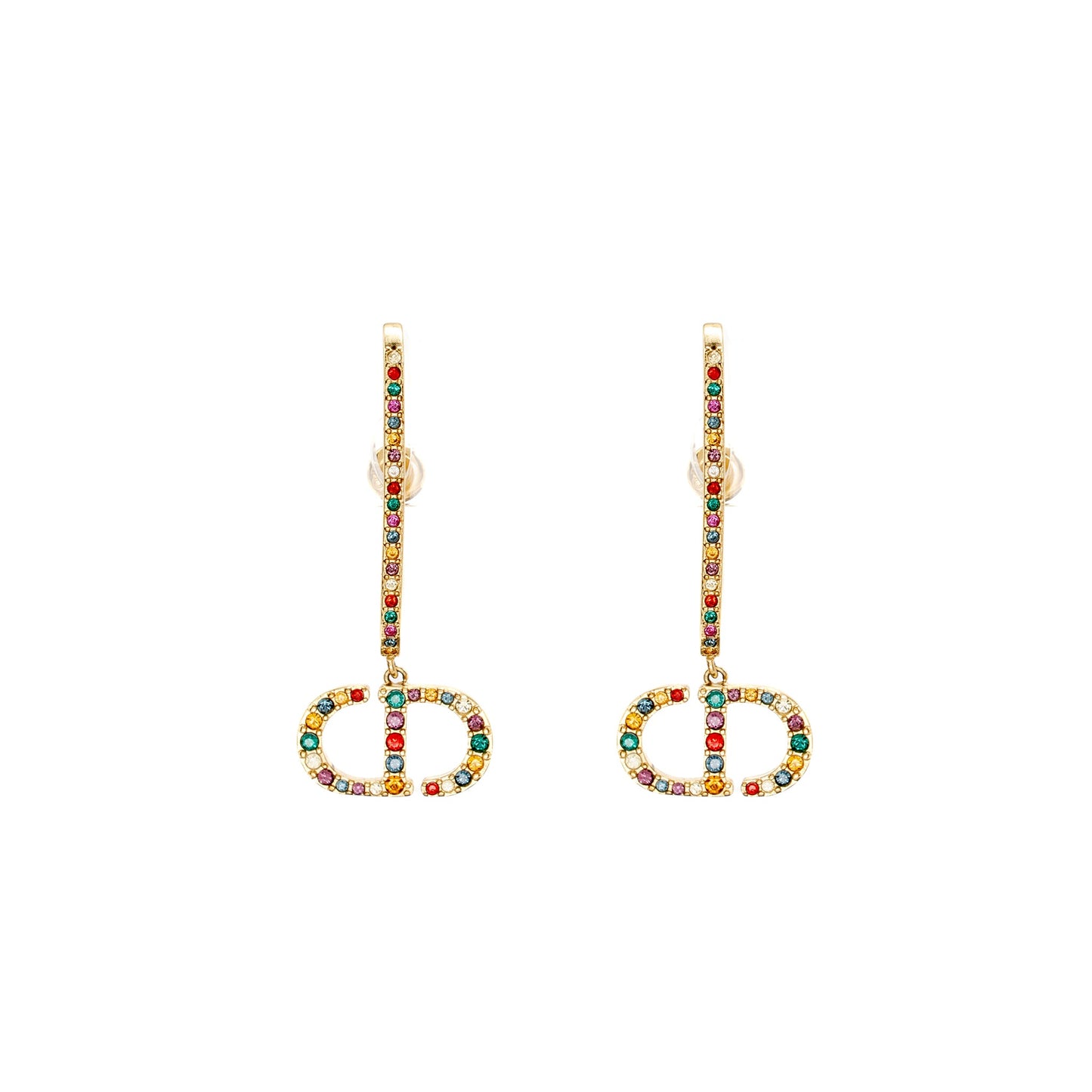 Dior Montaigne 30 Earrings Multicoloured Crystal Gold Tone