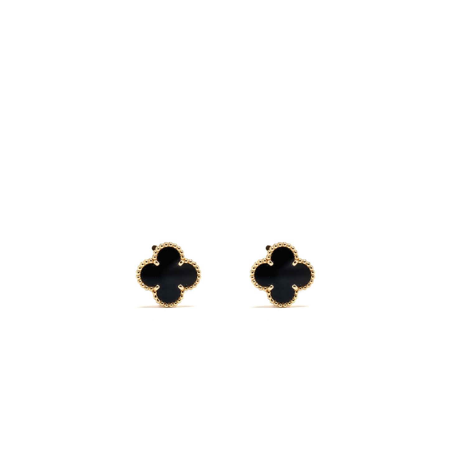 Van Cleef & Arpels Vintage Alhambra Earrings Yellow Gold, Onyx