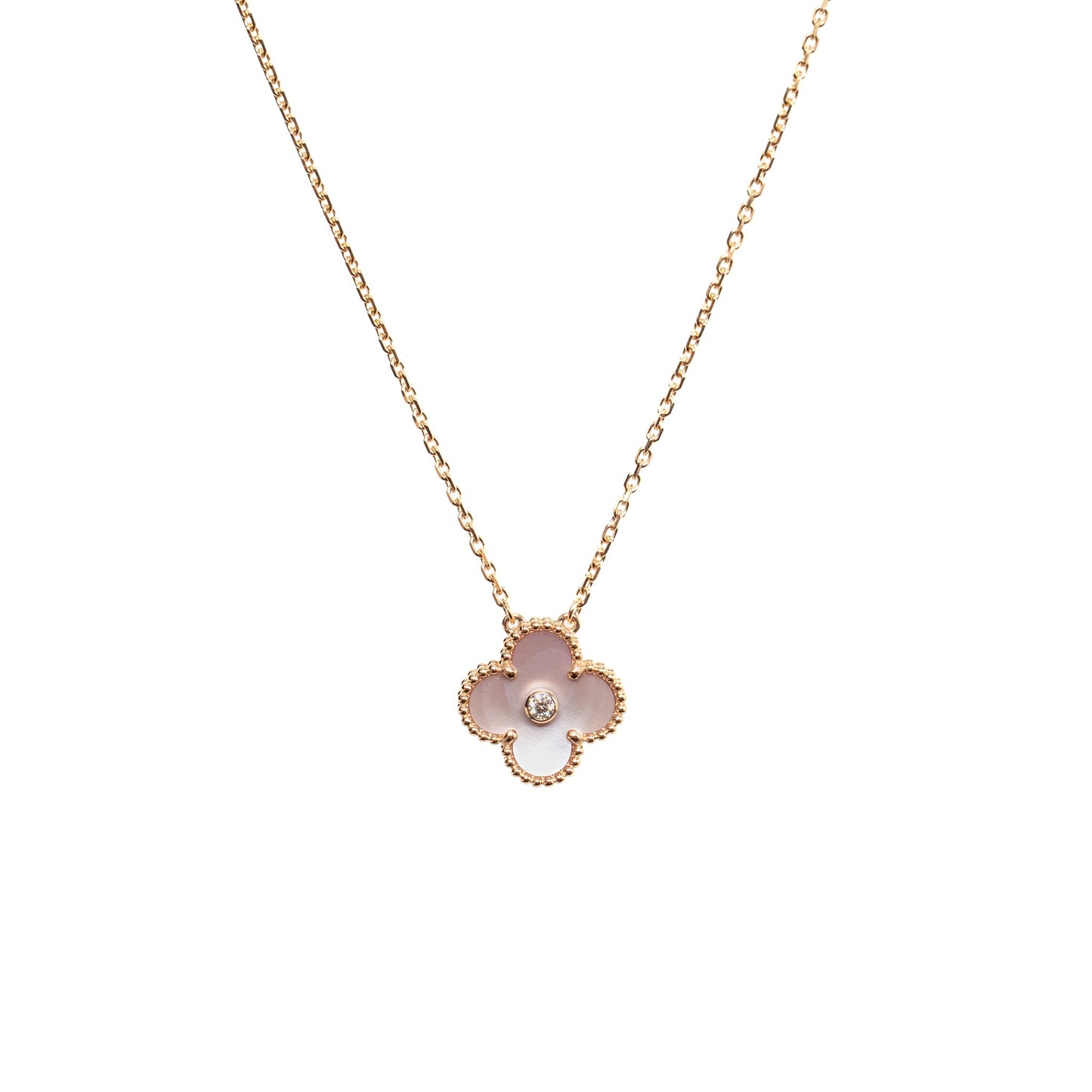 Van Cleef & arpels 2025 holiday pendant pink mother of Pearl rose gold with diamond