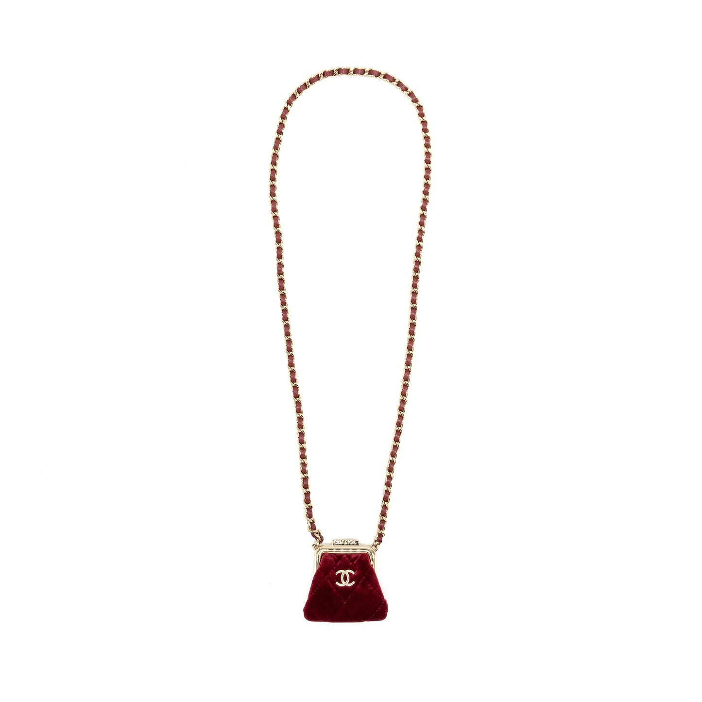 Chanel 22B mini clutch velvet red GHW (Microchip)