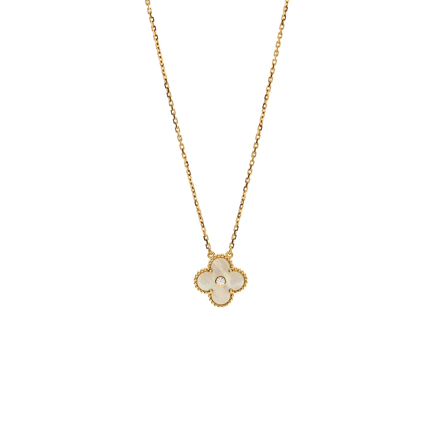 Van Cleef & Arpels 2018  Holiday Pendant Gold Mother-of-Pearl Yellow Gold with Diamond
