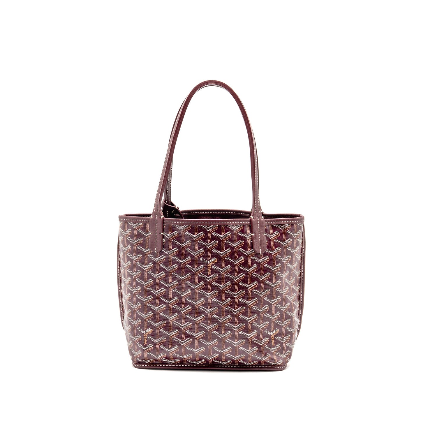 Goyard Mini Anjou Tote Bag Goyardine Canvas Bordeaux SHW