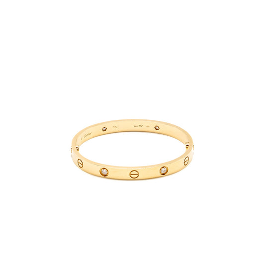 Cartier size 16 love bracelet classic model yellow gold with 4 diamonds