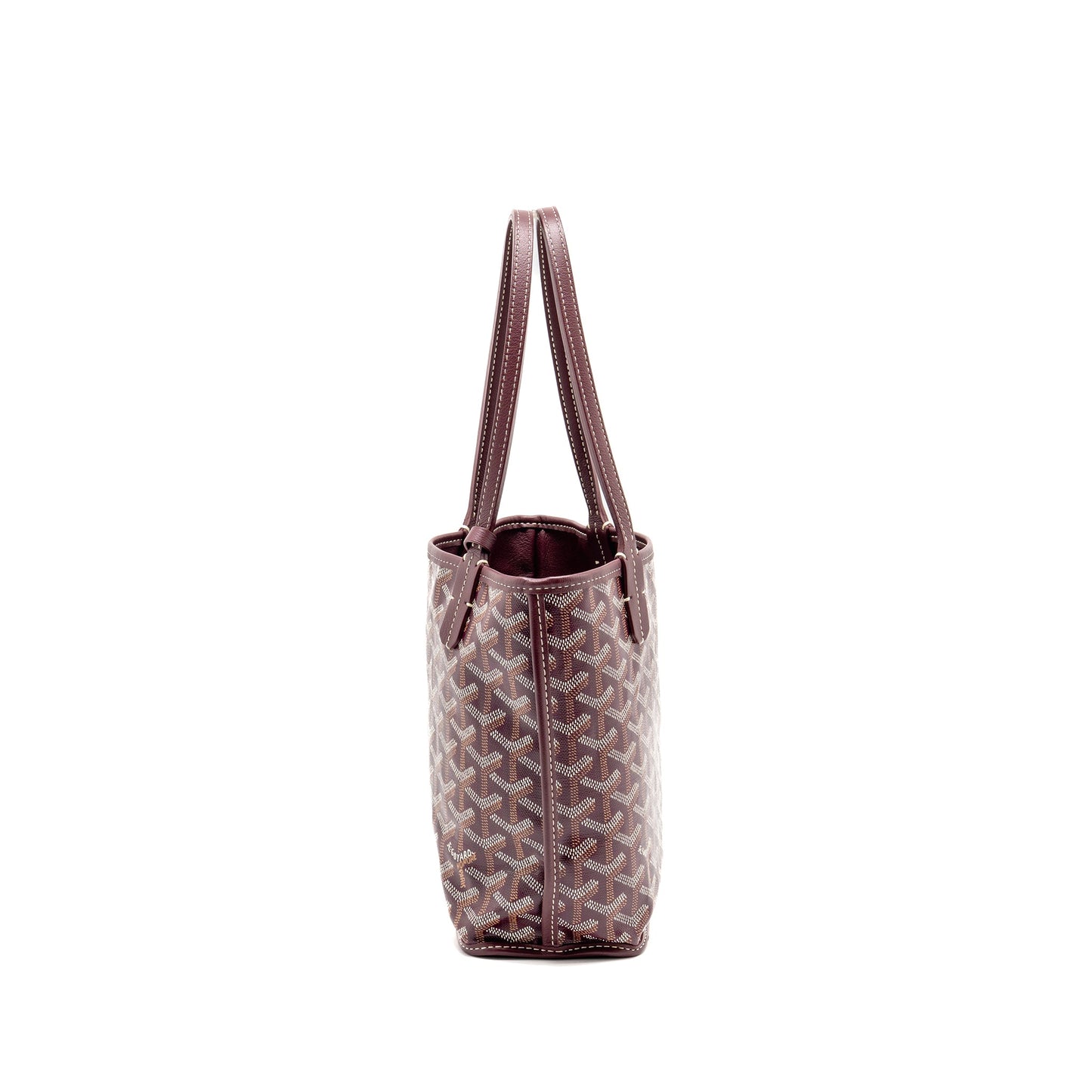 Goyard Mini Anjou Tote Bag Goyardine Canvas Bordeaux SHW