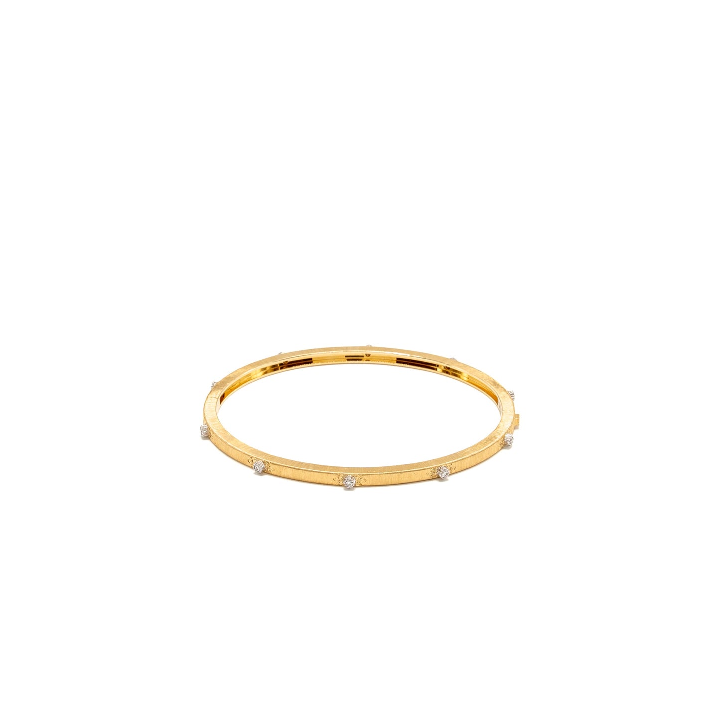 BUCCELLATI Size 17 Macri Classica Banded Bracelet Yellow and White Gold/Diamonds