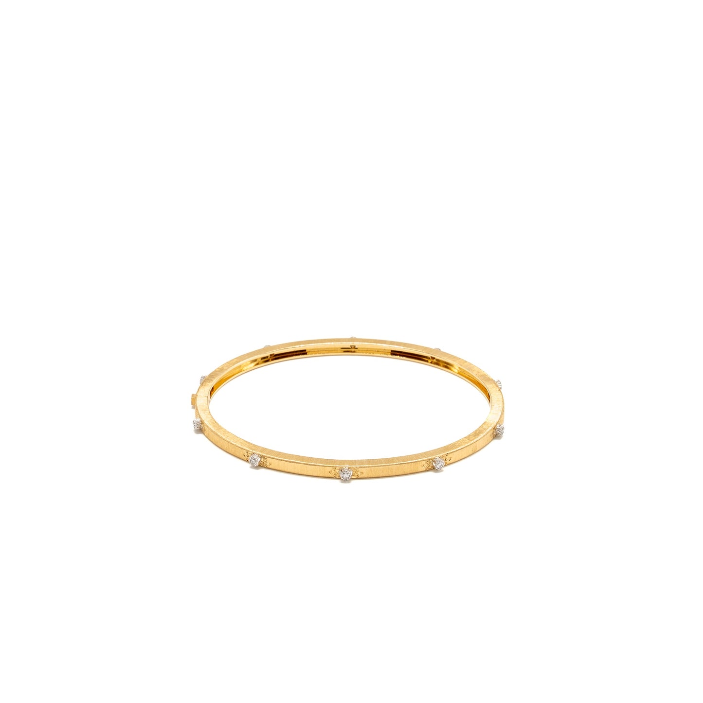 BUCCELLATI Size 17 Macri Classica Banded Bracelet Yellow and White Gold/Diamonds