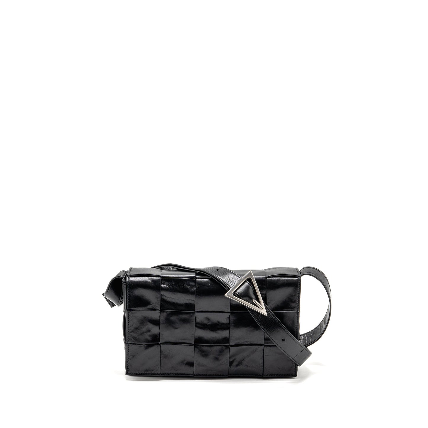 Bottega Veneta Cassette Messenger Bag Calfskin Black SHW