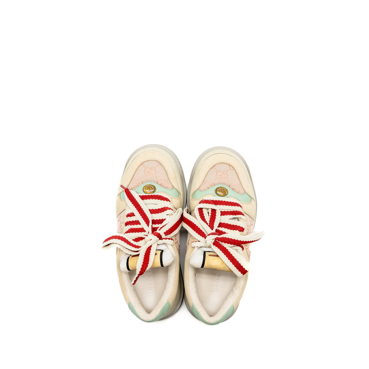Gucci Size 37 Screener Trainer GG Canvas/Leather Pink/Beige/Multicolour