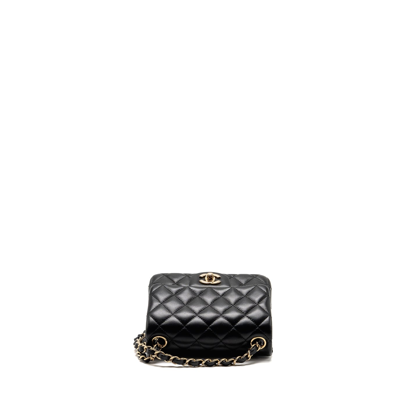 Chanel Classic mini square flap bag lambskin black LGHW (microchip)
