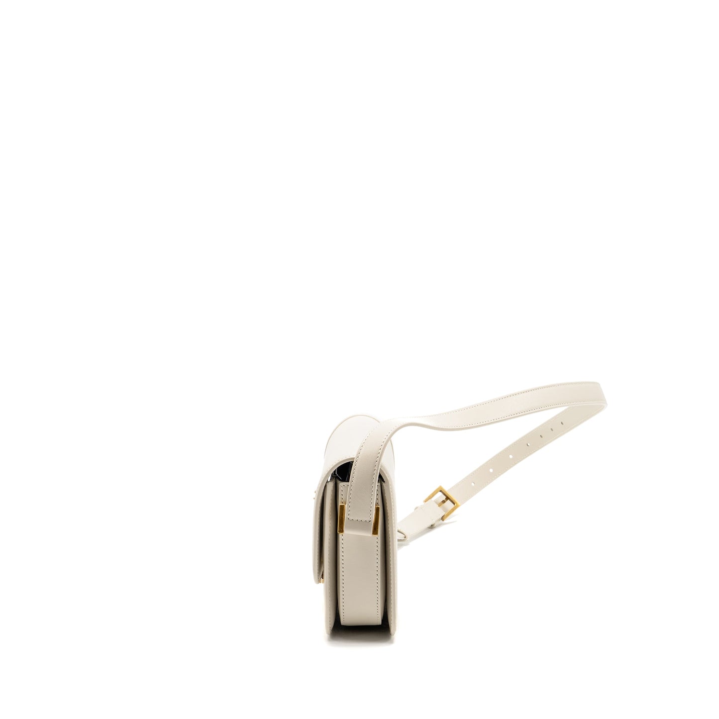 Saint Laurent Small SOlferino Satchel Crossbody Bag Calfskin White GHW
