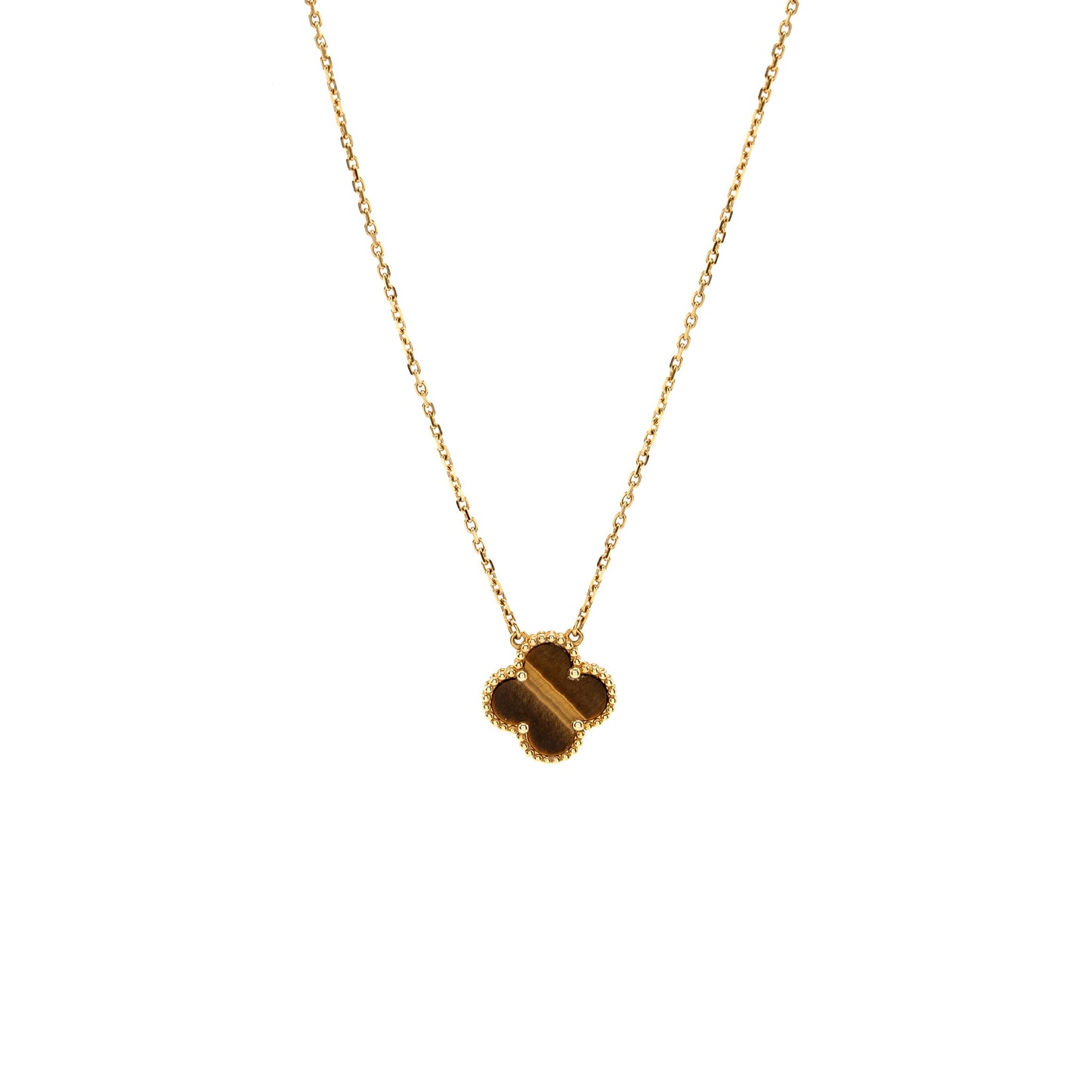 Van Cleef and Arpels vintage Alhambra pendant 18K yellow gold/ tiger eye