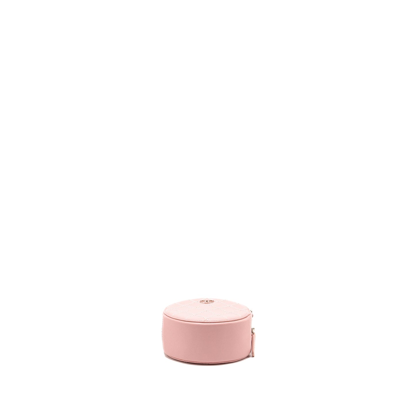 Chanel Mini Round Vanity Clutch With Chain Lambskin Pink SHW
