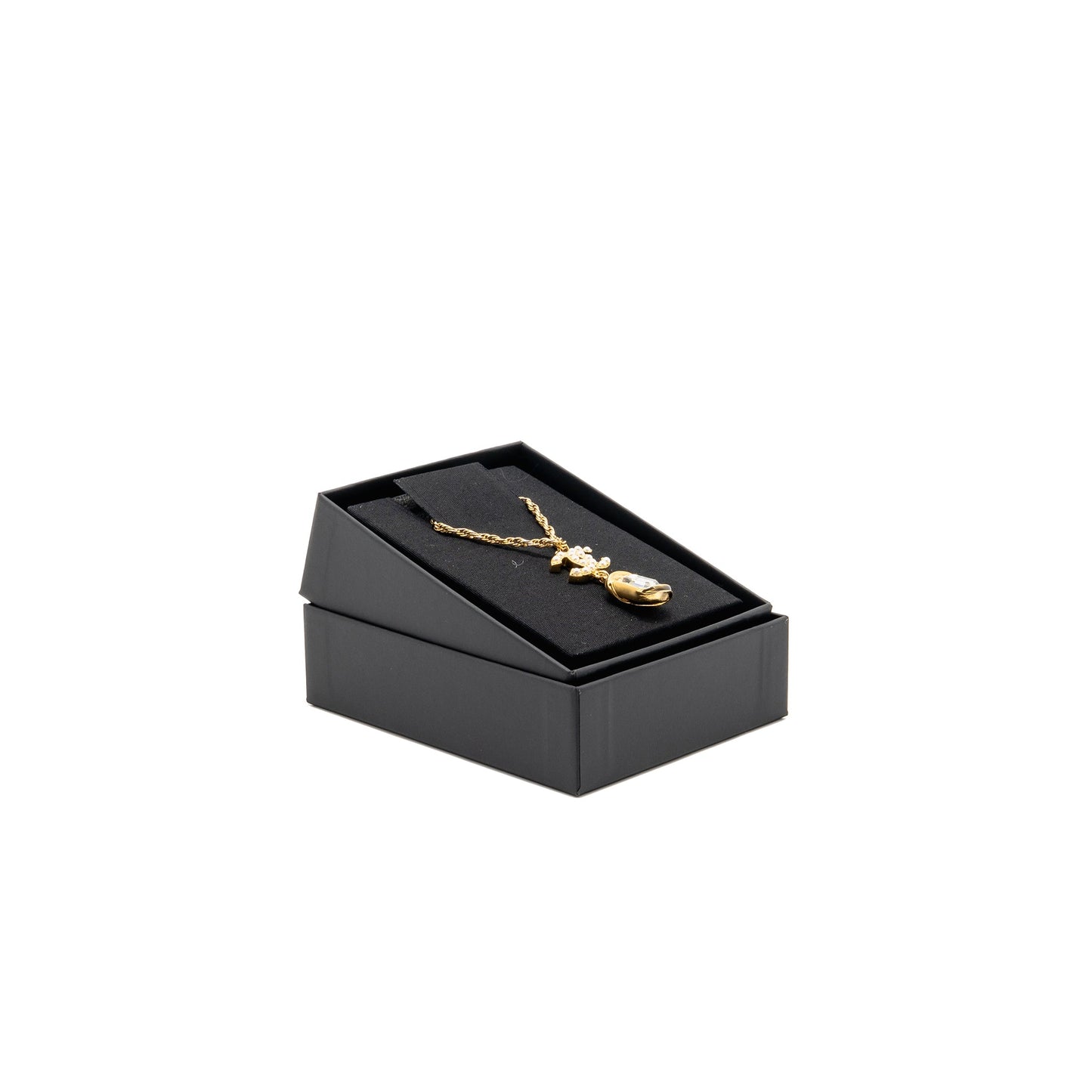 Chanel Pearl CC Pendant with Crystal Drop Necklace Gold Tone