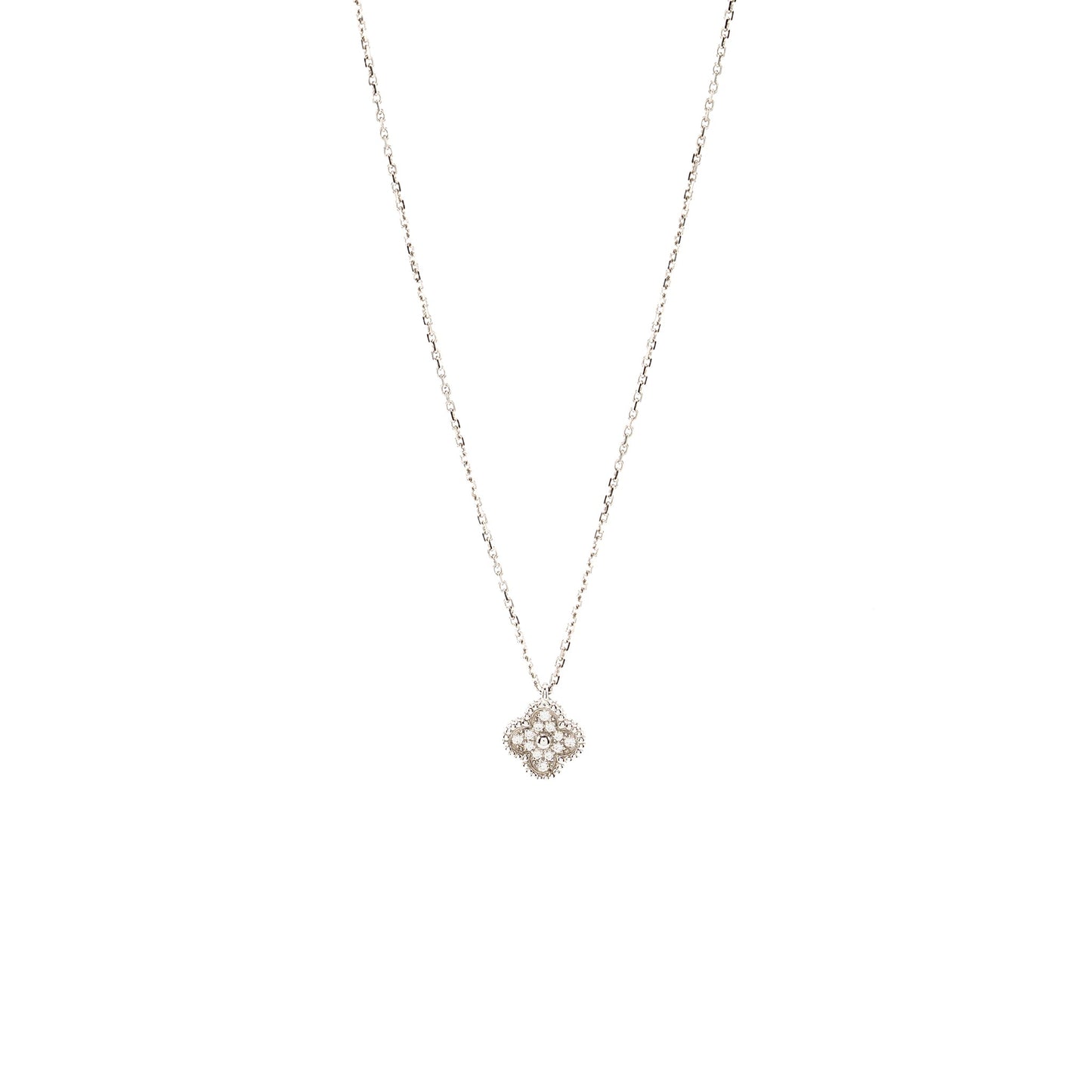 Van Cleef& Arpels Sweet Alhambra Pendant White Gold Diamonds