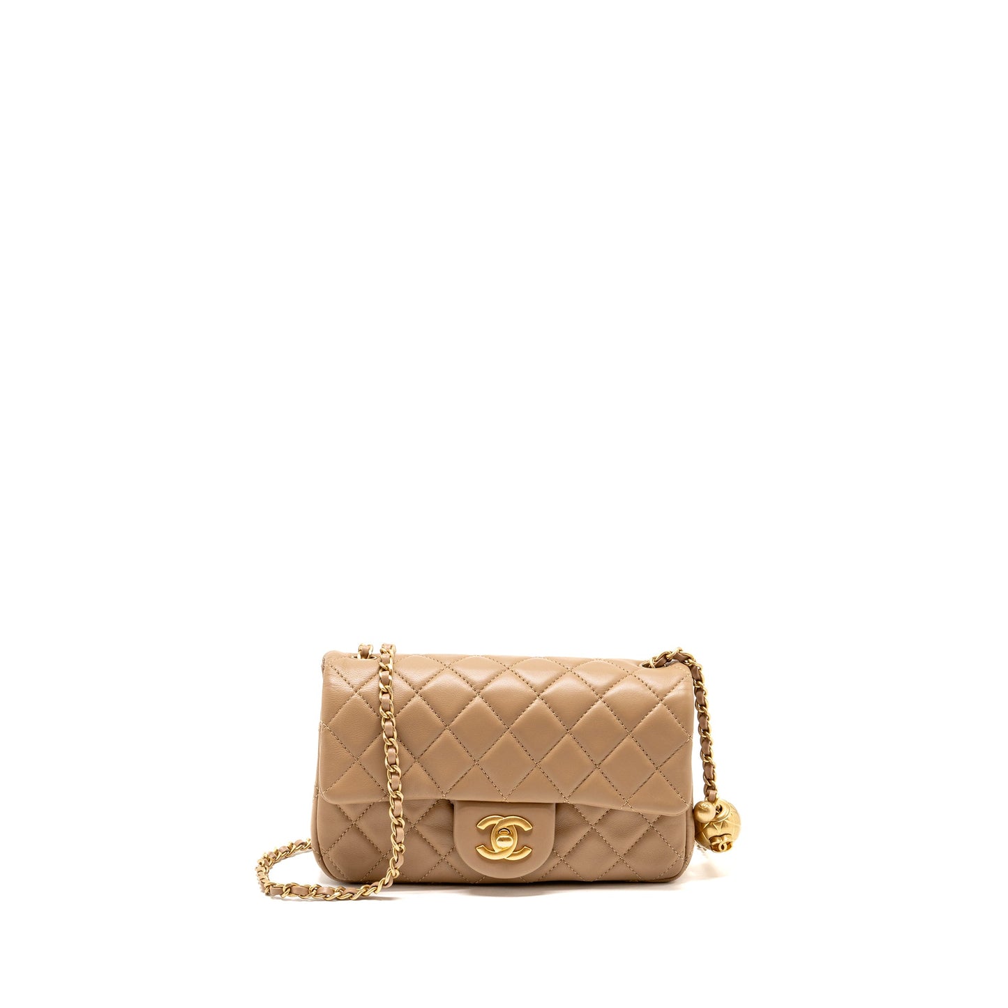 Chanel Pearl Crush Mini Rectangular Lambskin Dark Beige GHW (Microchip)