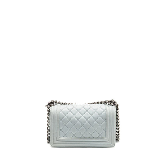 Chanel Small Boy Bag Calfskin Light Blue SHW (Microchip)