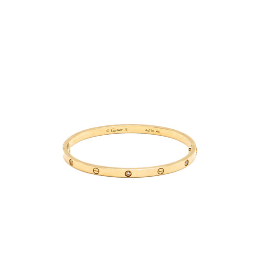 Cartier size 16 love bracelet small model yellow gold 6 diamonds