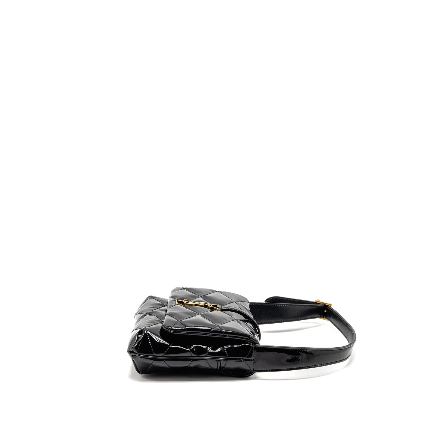 Saint Laurent/YSL LE 5 A 7 Quilted Shoulder Bag Patent Black GHW