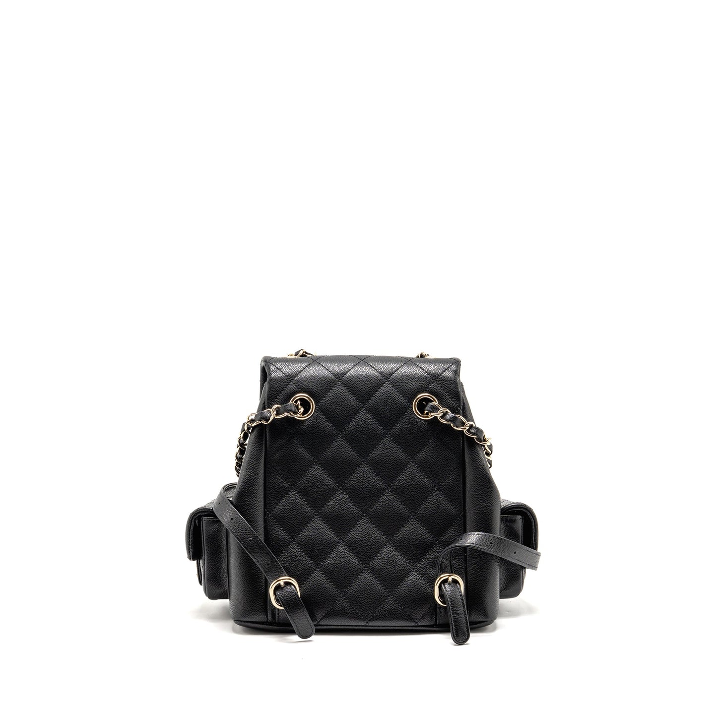 Chanel Triple Pocket Backpack Caviar Black LGHW (Microchip)