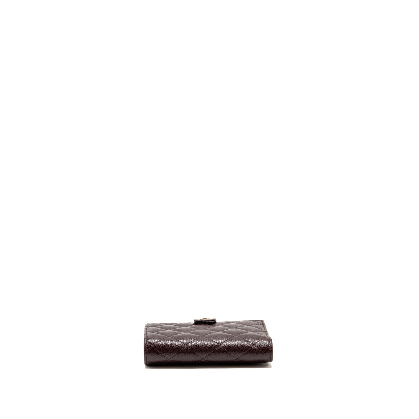 Chanel Quilted Travel Passport Holder Shiny Grained Calfskin Dark Brown LGHW (Microchip)