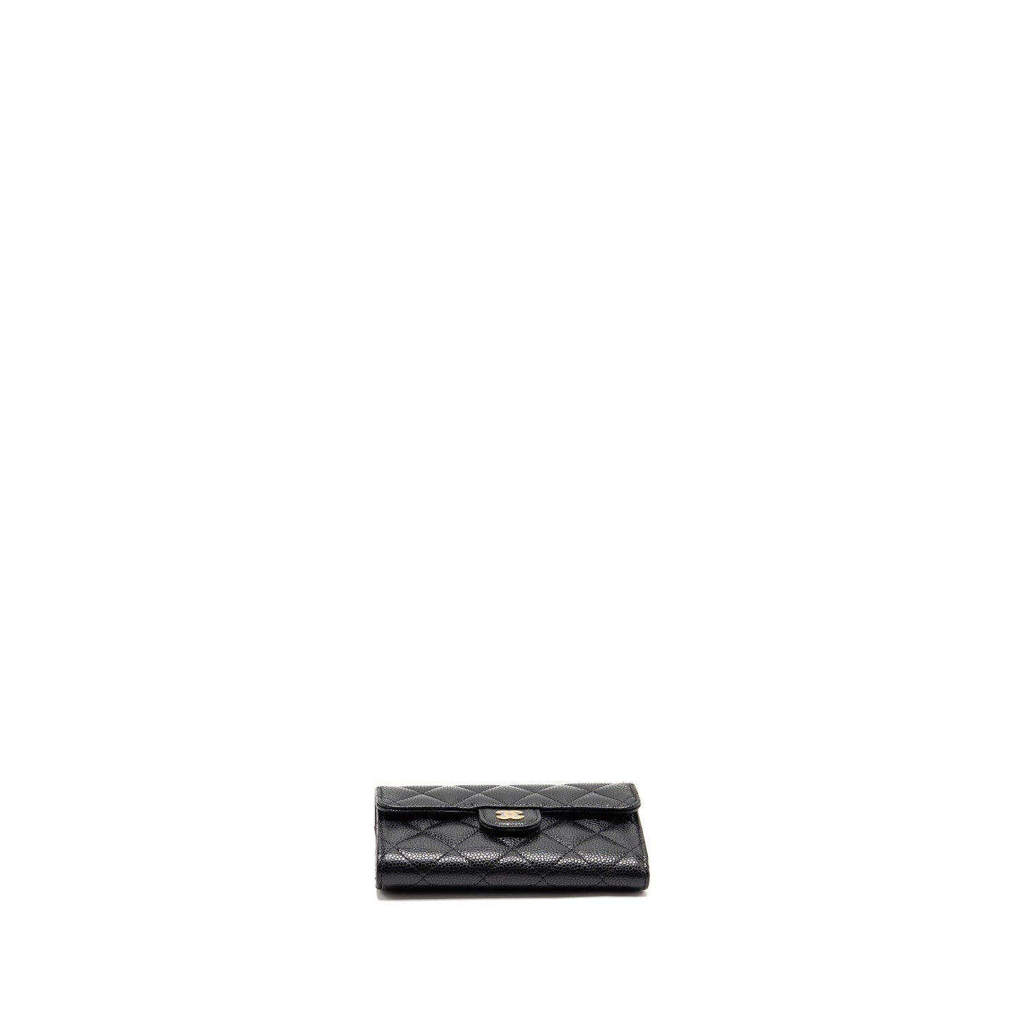 Chanel medium classic flap compact wallet caviar black GHW(microchip)