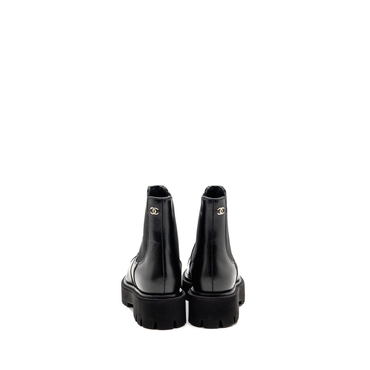 Chanel 24b size 36 cc logo short boots calfskin black