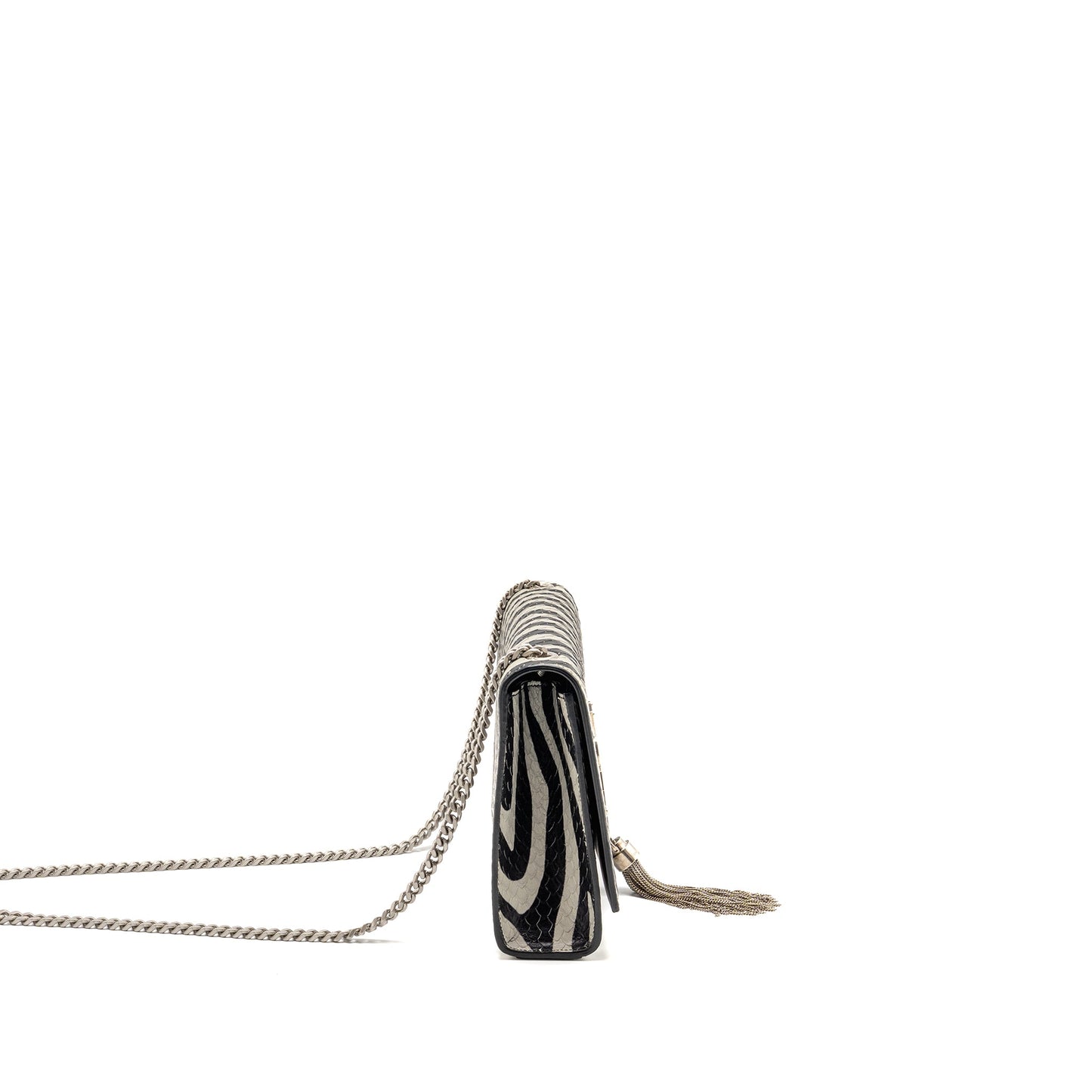 Saint Laurent/YSL Medium Kate Shoulder Bag with Tassel Embossed Leather Black/White SHW