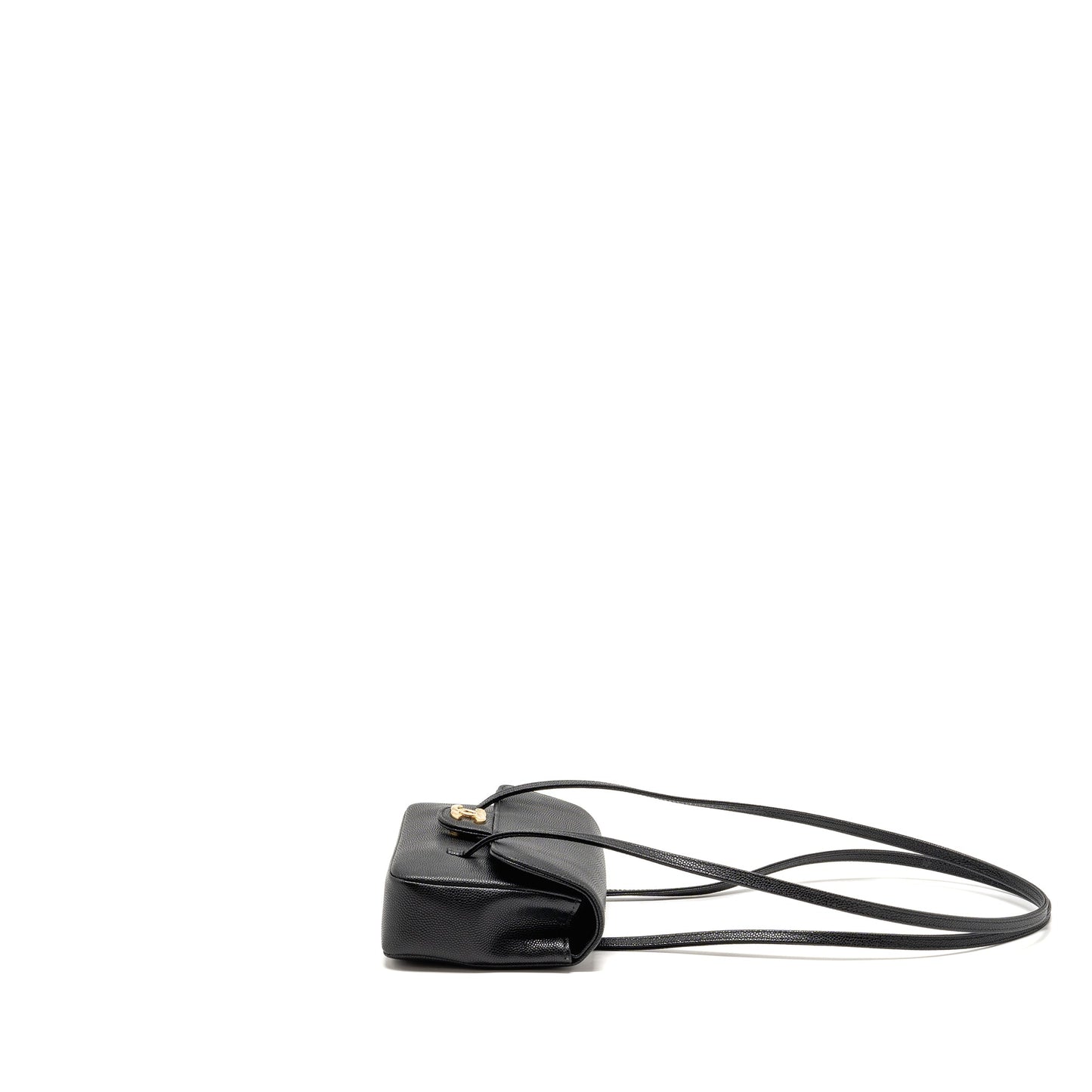 Chanel 26P Preppy Coco Clutch with Leather Strap Grained Shiny Calfskin Black GHW (Microchip)