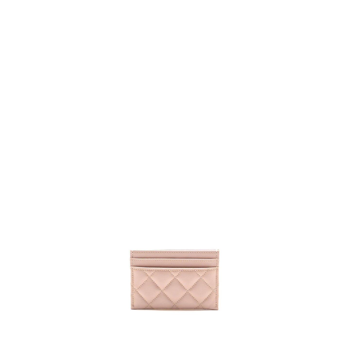 Chanel Crystal CC Logo Card Holder Caviar Pink LGHW (microchip)