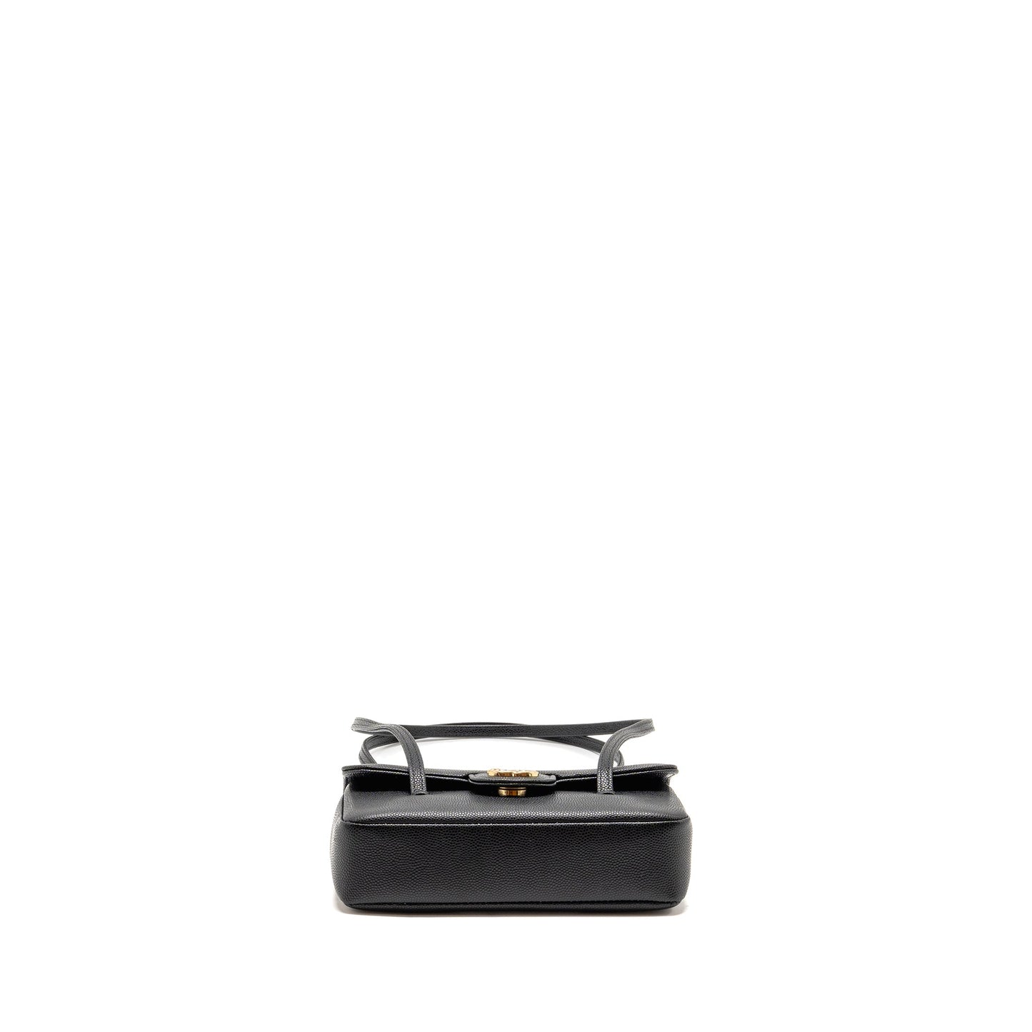 Chanel 26P Preppy Coco Clutch with Leather Strap Grained Shiny Calfskin Black GHW (Microchip)