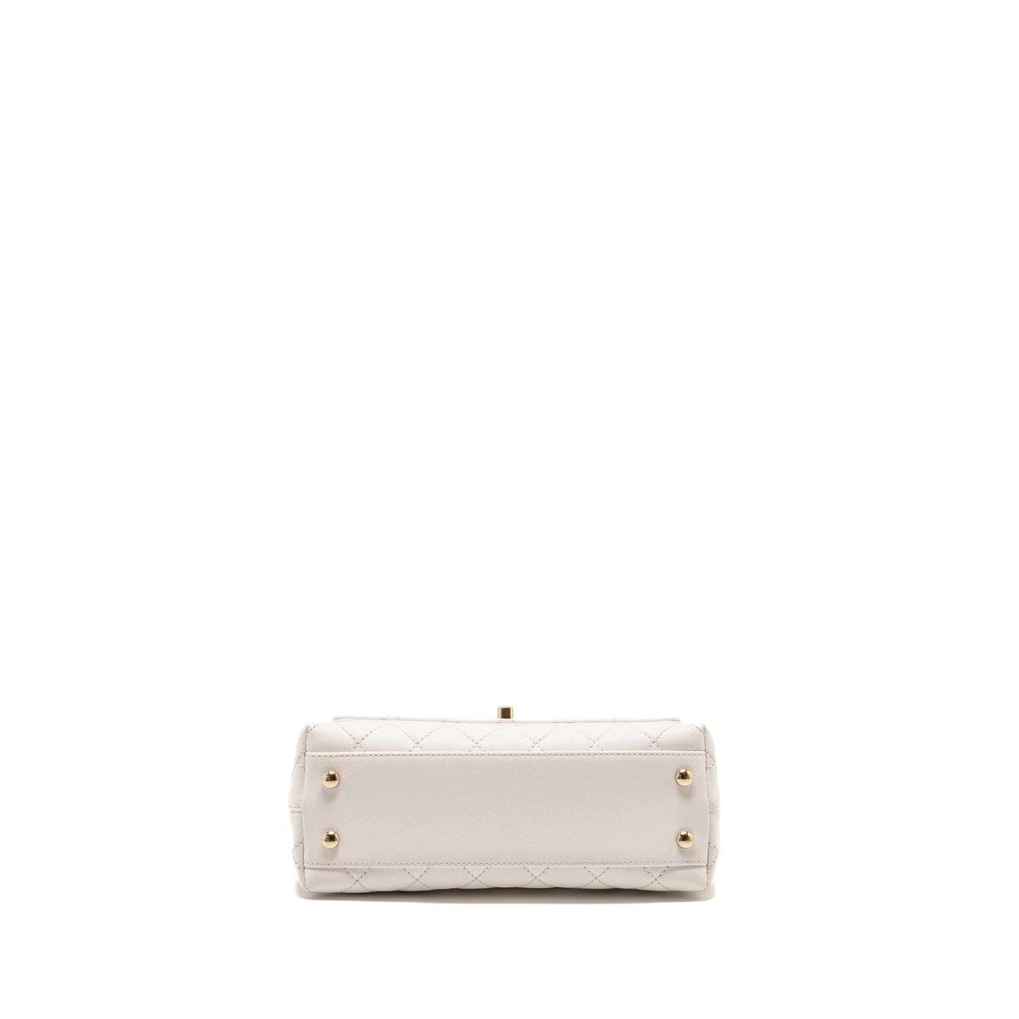 Chanel Small Coco Handle Caviar White LGHW (Microchip)