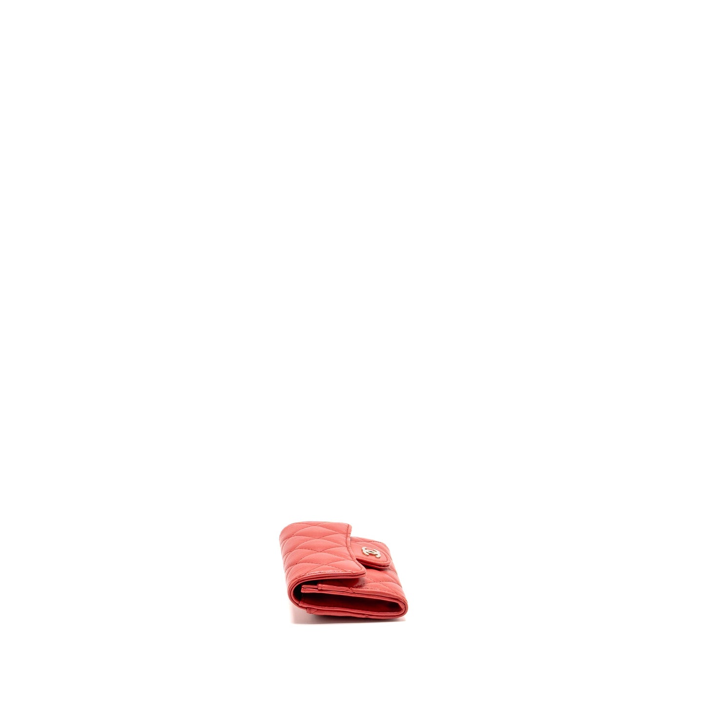 Chanel Classic Flap Card Holder Lambskin Red LGHW (Microchip)
