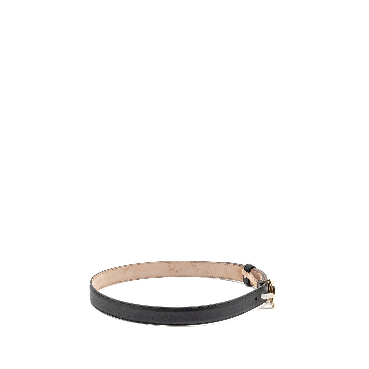 Gucci Size 80 Blondie Interlocking GG Logo Belt Leather Black LGHW