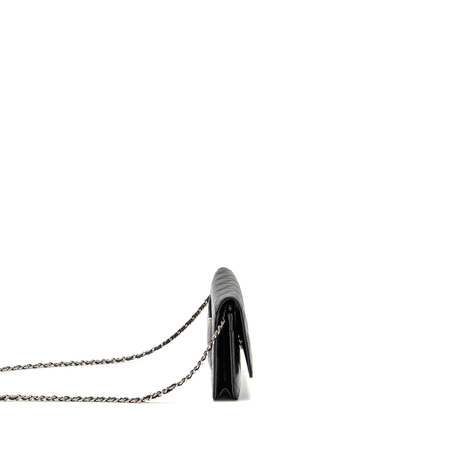 Chanel classic wallet on chain caviar black SHW (microchip)