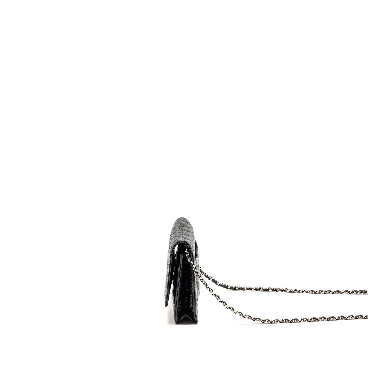 Chanel classic wallet on chain caviar black SHW (microchip)