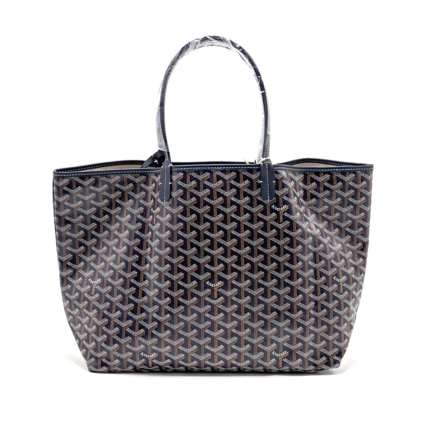 Goyard Saint Louis PM Tote Goyardine Canvas/Calfskin Navy Blue SHW