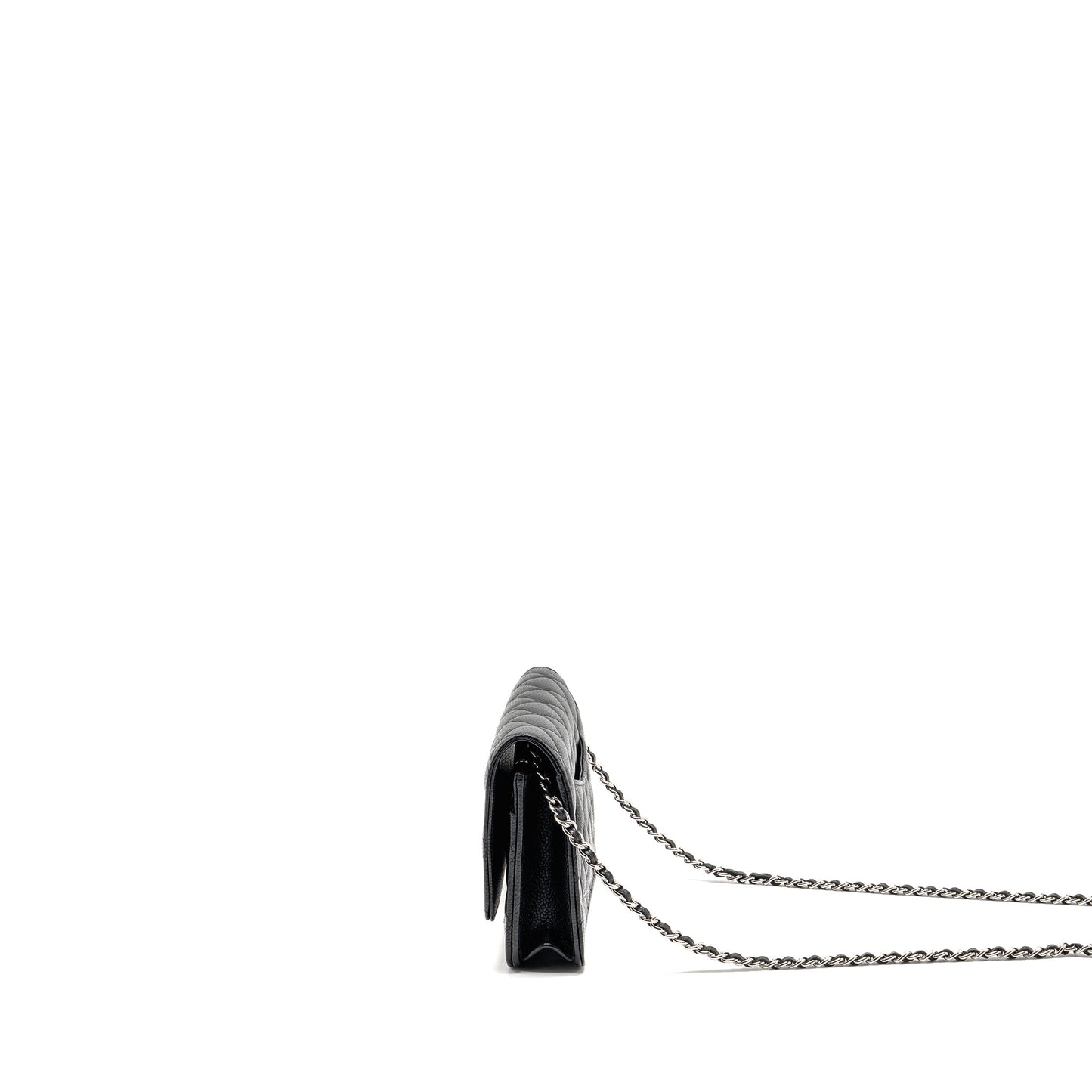 Chanel classic wallet on chain caviar black SHW (microchip)