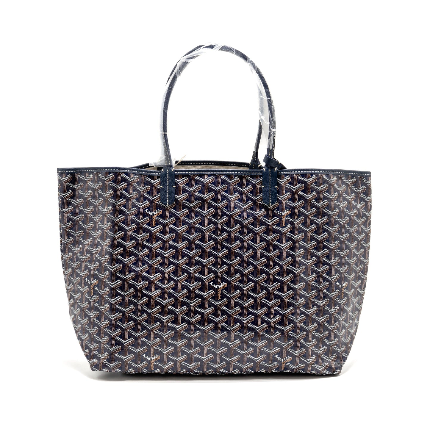Goyard Saint Louis PM Tote Goyardine Canvas/Calfskin Navy Blue SHW