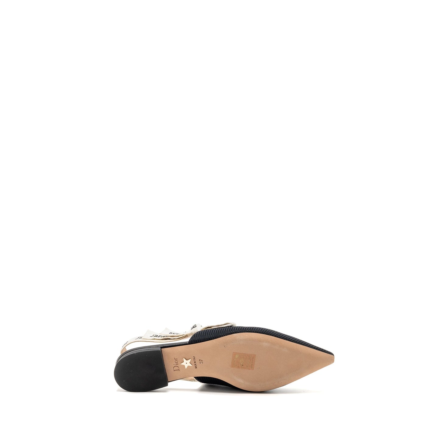 Dior Size 37 Ballerina Slingback Sandals Fabric/Leather Black