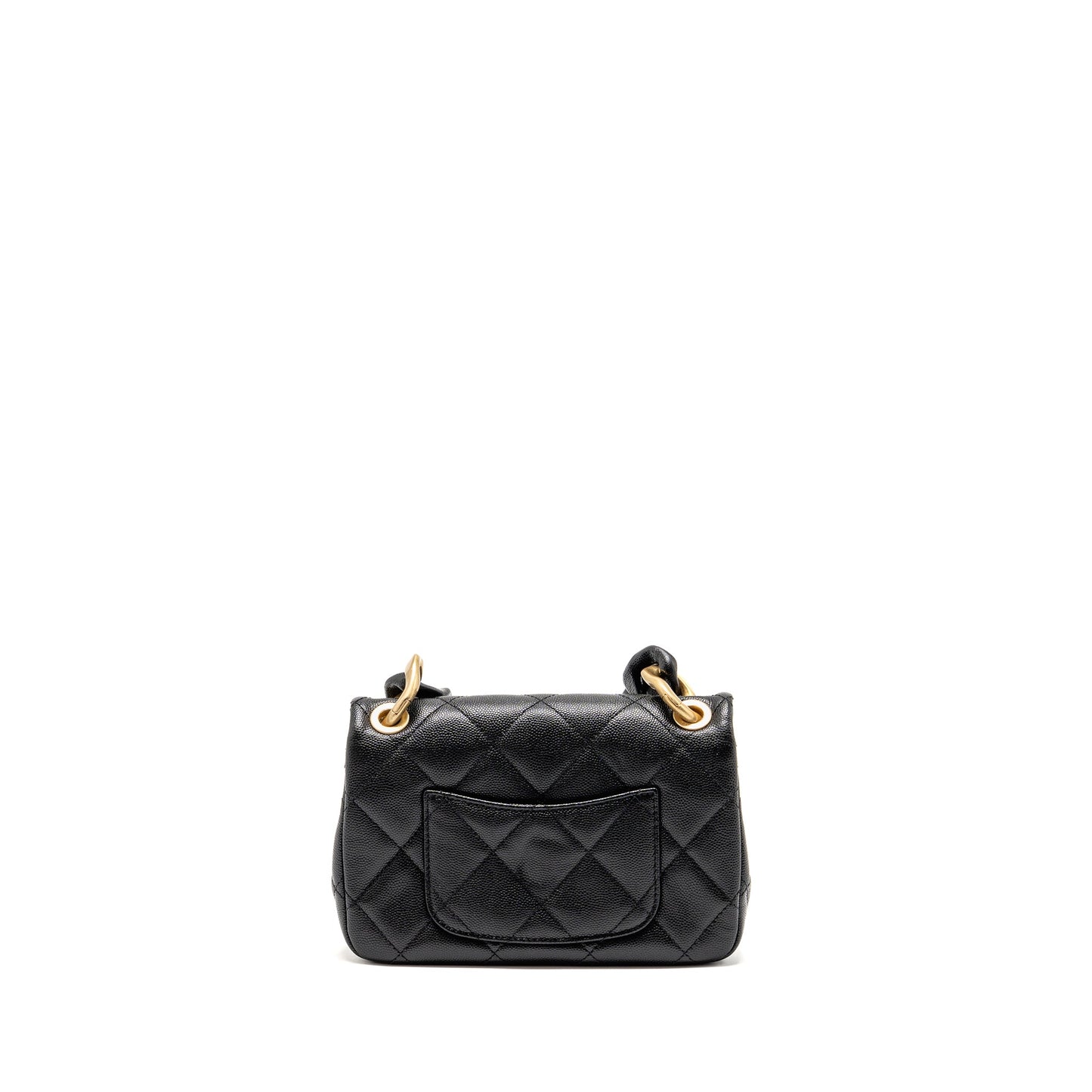 Chanel Giant Black Chain Mini Flap Bag Caviar Black GHW (Microchip)